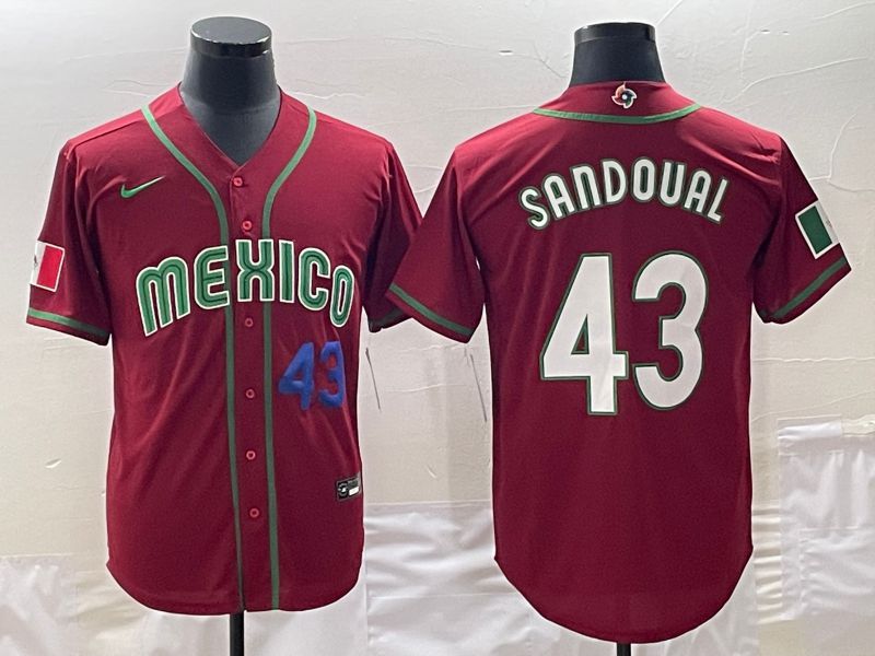 Men 2023 World Cub Mexico 43 Sandoual Red Nike MLB Jersey7